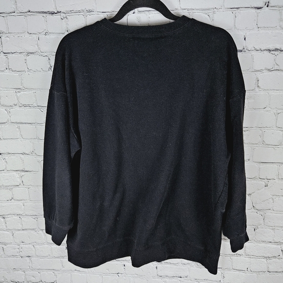 SNIDEL | boxy pullover washed black stretch crewneck sweatshirt - Picture 3 of 4